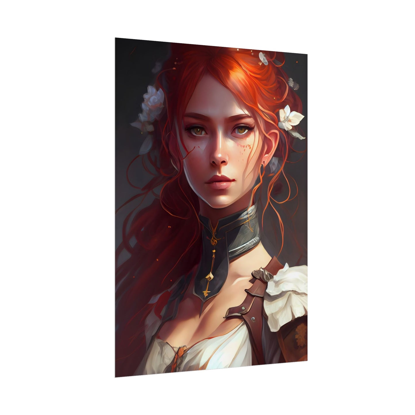 Redheaded Beauty: Formal Portrait in Dark Dress - Poster