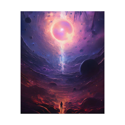 Black Hole Cosmic Odyssey: Dark Planet in Space Art - Poster