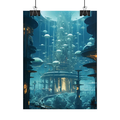 Underwater City of Tomorrow: Futuristic Urban Landscape Art - Poster