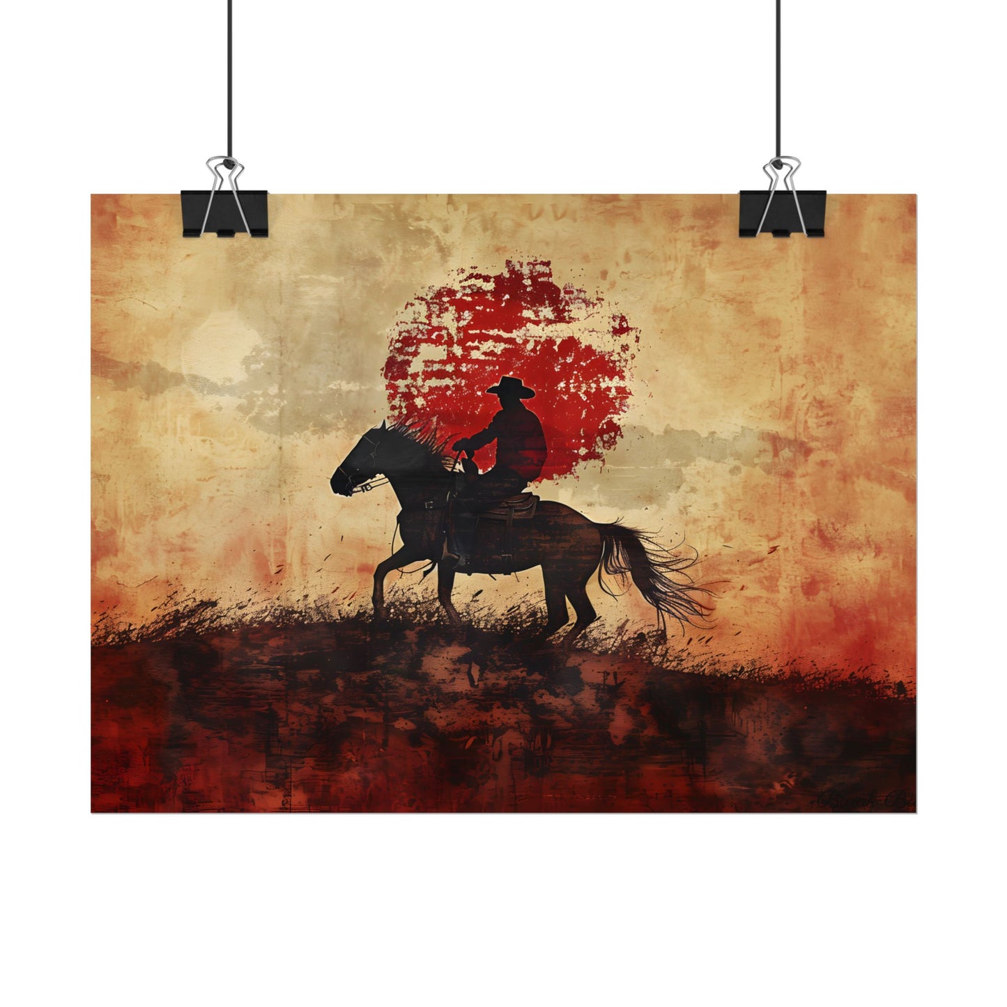 Dynamic Rodeo Scene: Earthy Tones of a Thrilling Ride - Poster