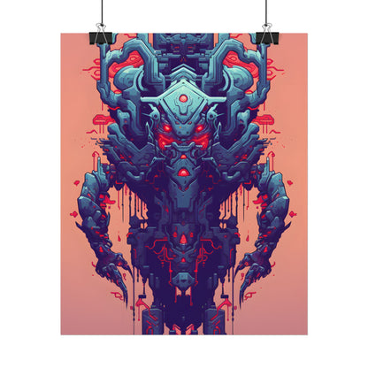 Neon Pixel Pets: Cyberpunk Synthwave Digital Art - Poster