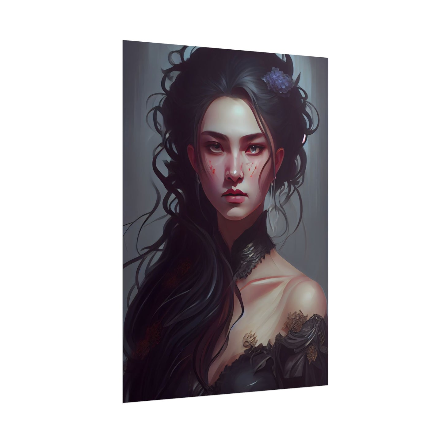 Astonishing Female Portrait: Dr. Black Hair Elegance - Poster