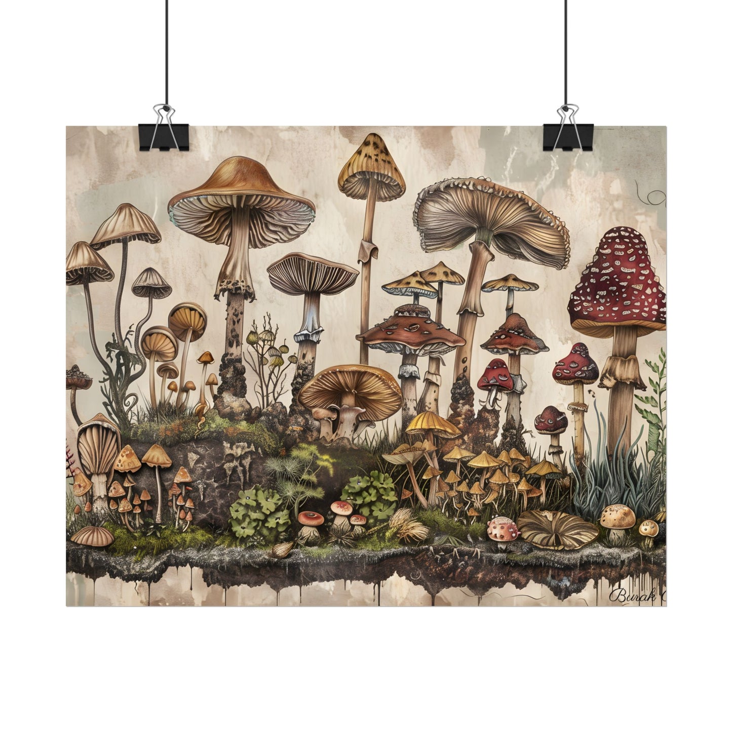Vintage Mushroom Illustrations: A Collection of Unique Fungi - Poster