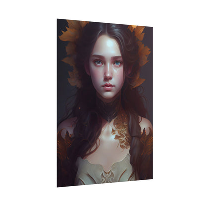 Brown Hair Female Portrait: Artistic Style Digital Art - Poster
