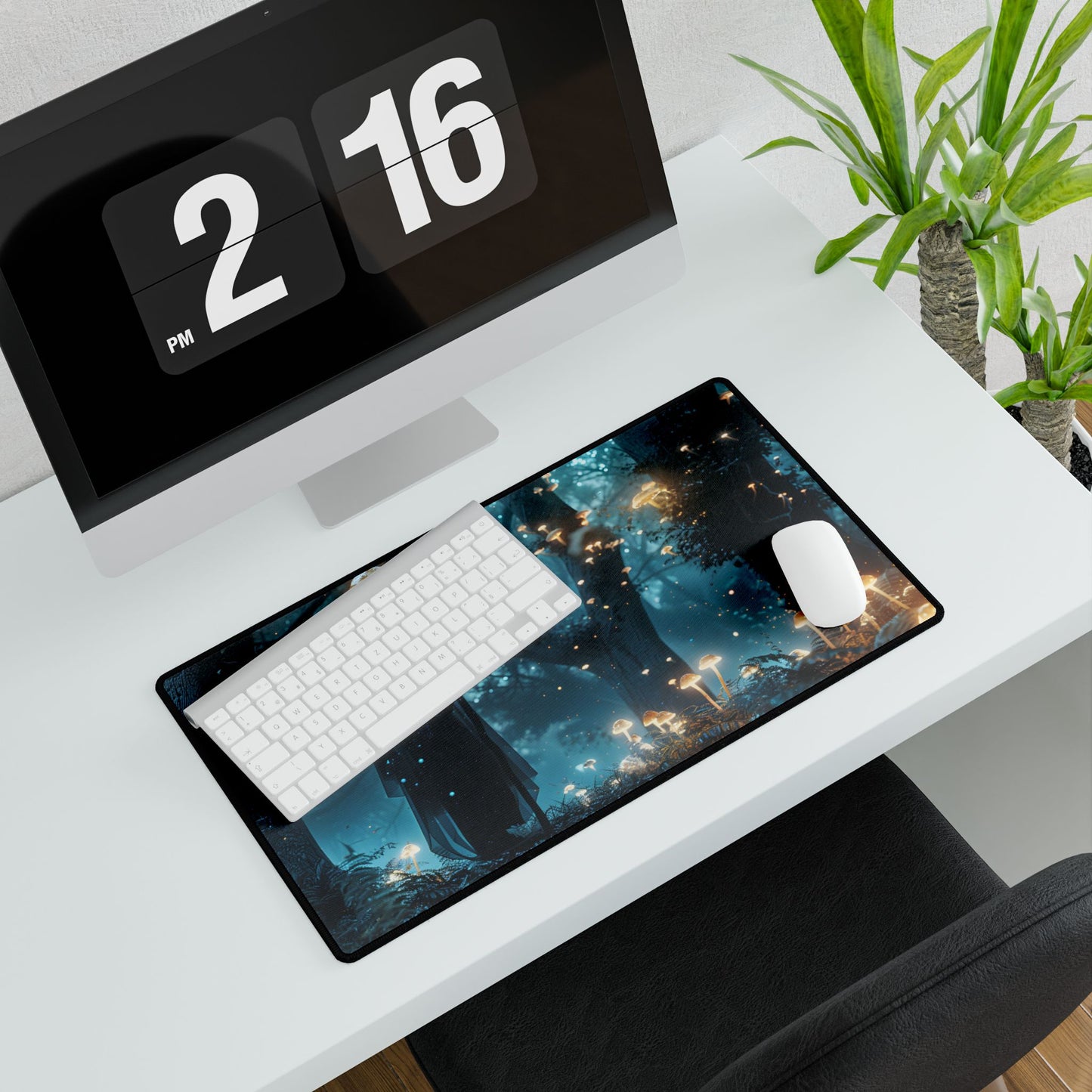 Whispers of Ancient Magic in a Moonlit Mystical Forest - Desk Mat