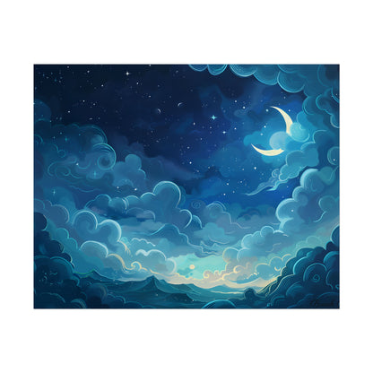 Whimsical Dreamy Night Sky: Bird in Flight Digital Art - Poster