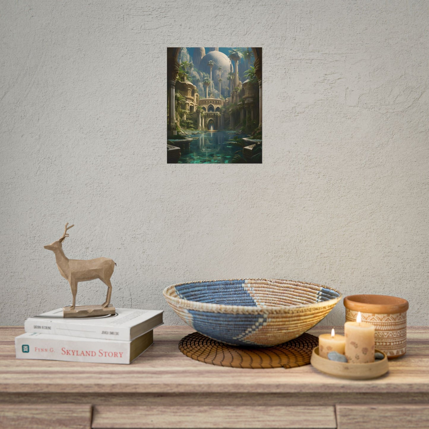 Majestic Desert Oasis: Arabian Nights-Inspired Bird's Eye View - Poster