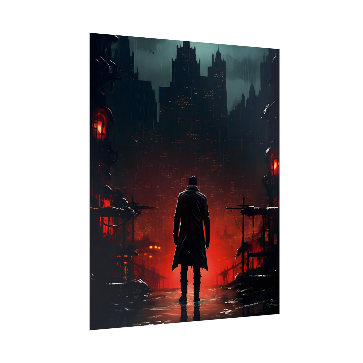 Urban Fantasy Detective: Cityscape at Dusk - Noir Artwork - Poster
