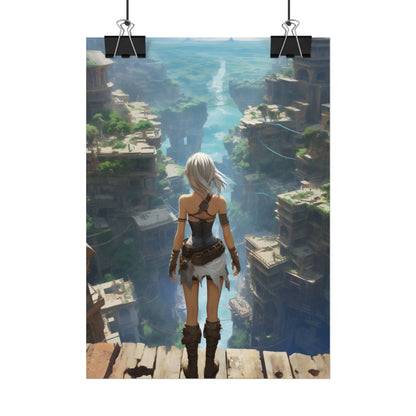 Dramatic Anime Female: Dynamic Birds Eye View Artwork - Poster