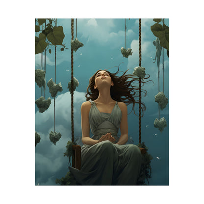 Person at Desk with Laptop: Digital Artwork - Poster