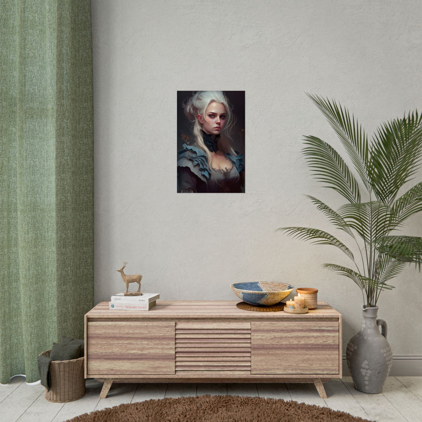 Blonde Profile Portrait: Simple Daylight Dress Art - Poster