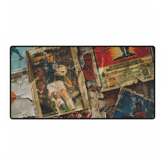 Vintage World Cup Posters: Colorful Collage Art - Desk Mat
