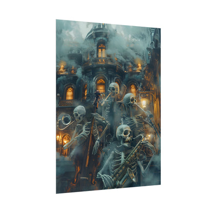 Victorian Lowbrow Skeleton Jazz Band: Dark Artwork - Poster