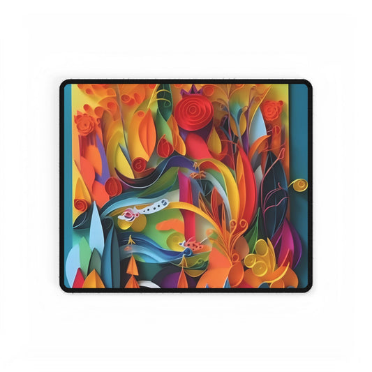 Colorful Quilled Indian Landscape Artwork - Desk Mat