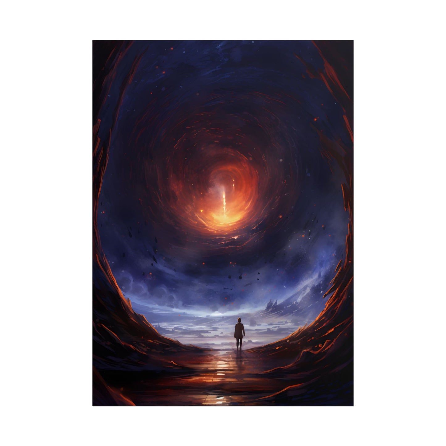 Mysterious Black Hole Cosmos: Space Art with Planetary Orbits - Poster
