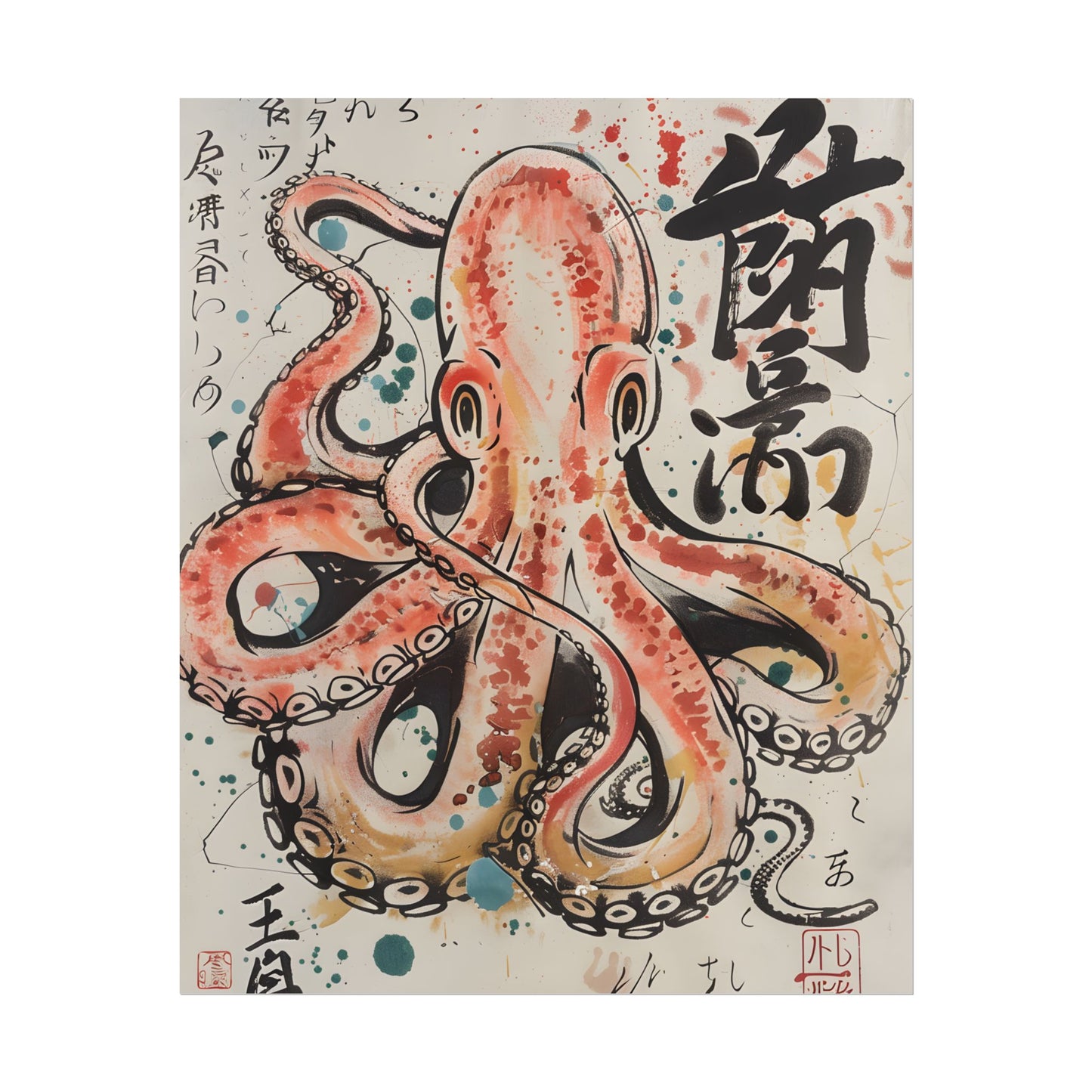 Traditional Japanese Octopus Artwork: Ukiyo-e Print - Poster