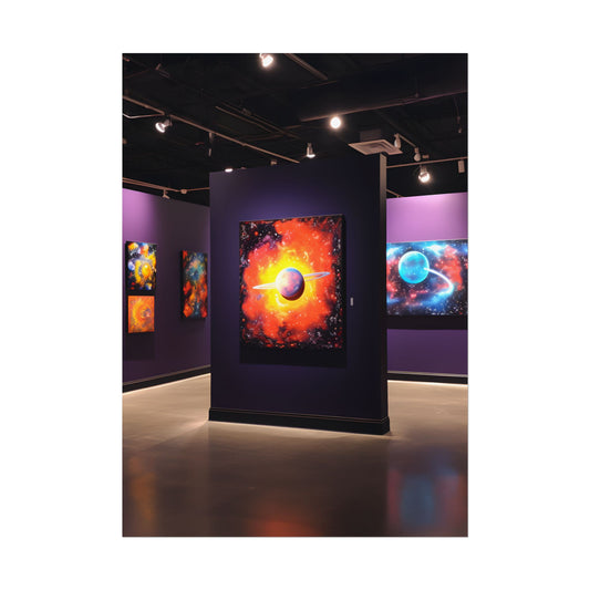 Celestial Art Gallery: Indoor Space with Dark-Light Contrast - Poster