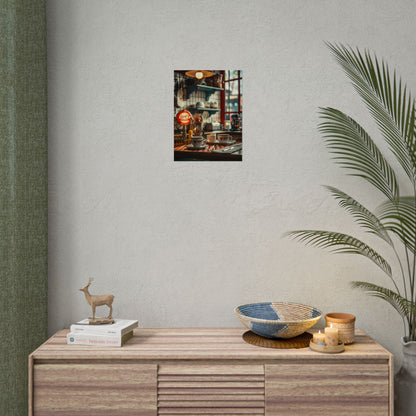 Retro Warmth: Cozy Lukes Diner Coffee Scene Art - Poster