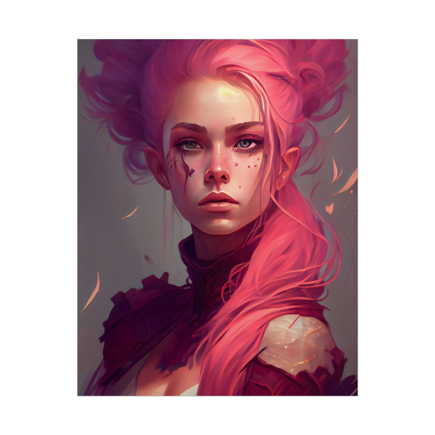 Enigmatic Portrait: Pink Hair in Darkness - Poster