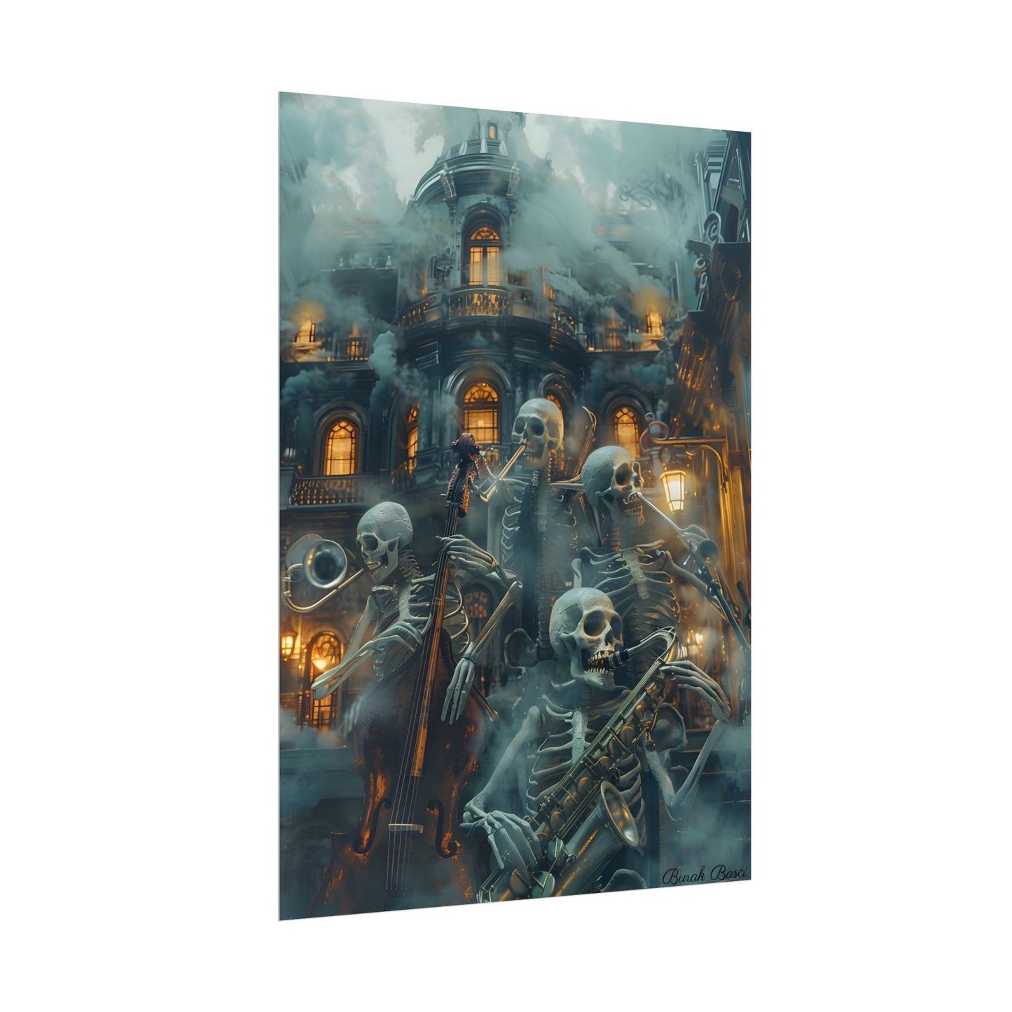 Victorian Lowbrow Skeleton Jazz Band: Dark Artwork - Poster