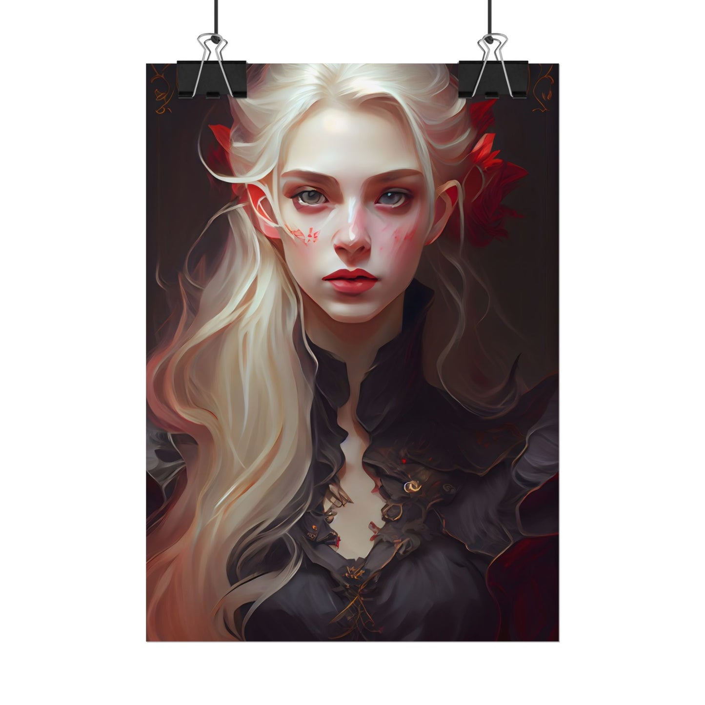 Beautiful Blonde Portrait: A Stunning Female in Black Top - Poster