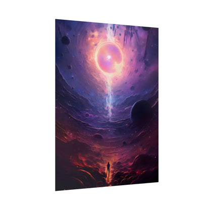 Black Hole Cosmic Odyssey: Dark Planet in Space Art - Poster
