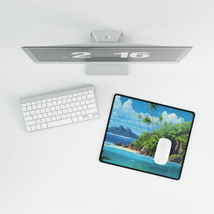 Tranquil Tropical Paradise: Calming Island Scene Art - Desk Mat