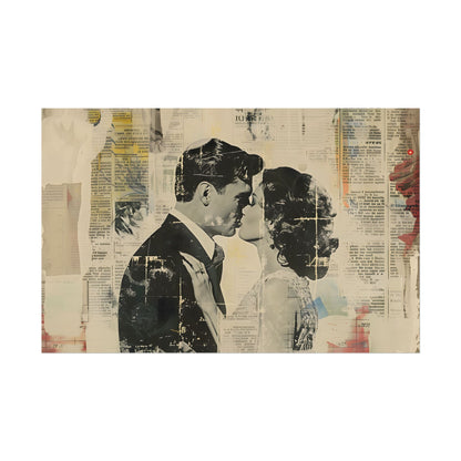 Vintage Romance: Celebratory Couple Art Poster - Poster