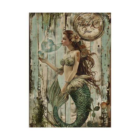 Vintage Mermaid Soap Beauty: A Dreamy Artwork - Poster
