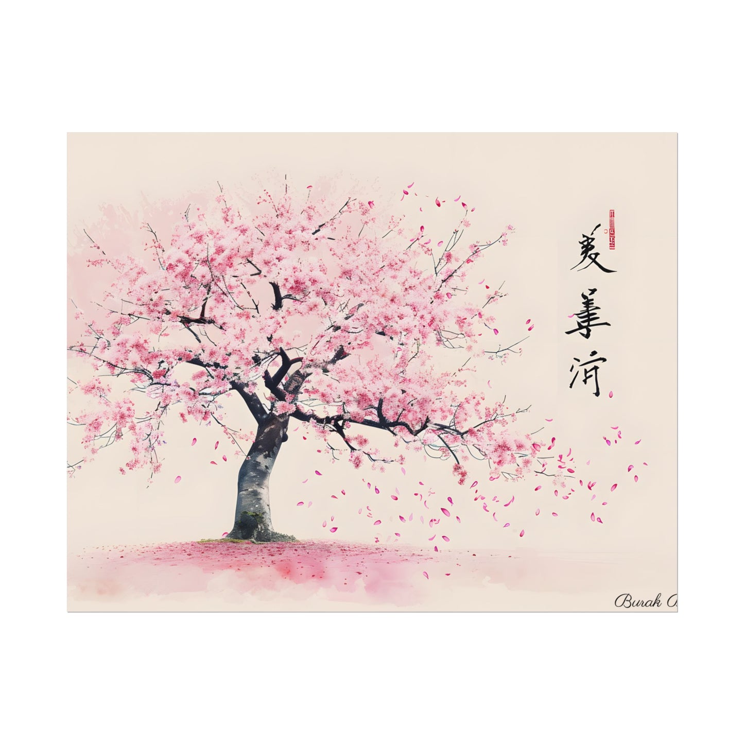 Japanese Cherry Blossom Art: Springtime Painting - Poster