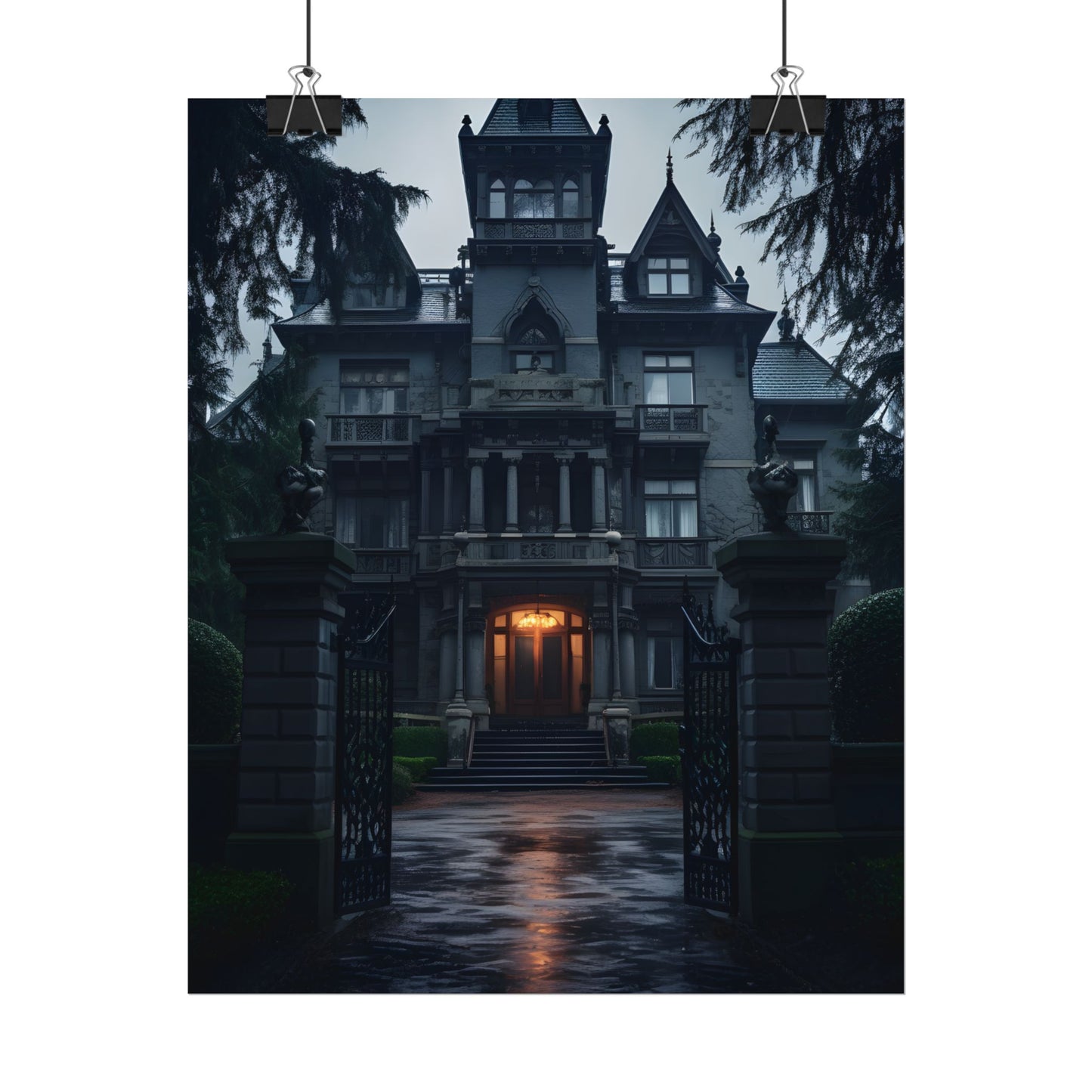 Haunted Victorian Mansion: Spooky Atmosphere Artwork - Poster