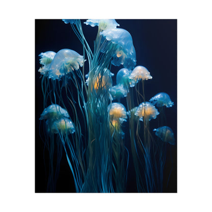 Bioluminescent Oceanic Ballet: Dancer's Magical Night Performance - Poster