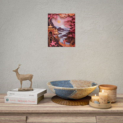 Japanese Vibrance: Eye-Catching Paper Quilled Landscape Art - Poster