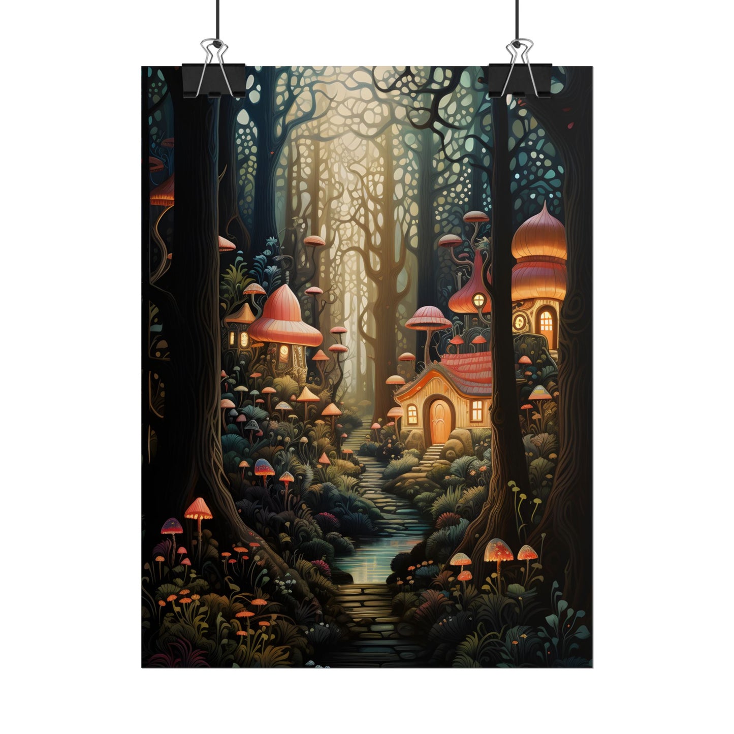 Whimsical Enchanted Forest: Illustrative Artwork - Poster