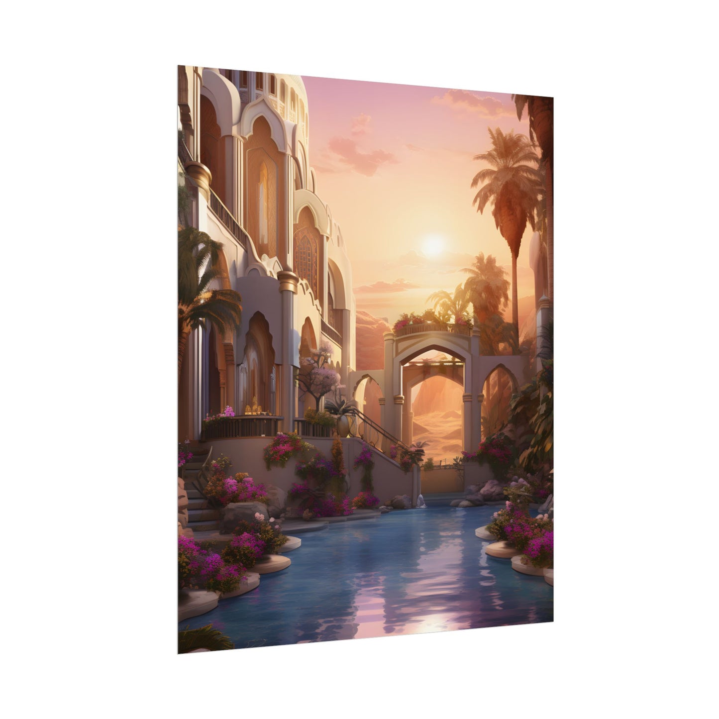 Desert Oasis Serenity: Arabian Nights-Inspired Artwork - Poster