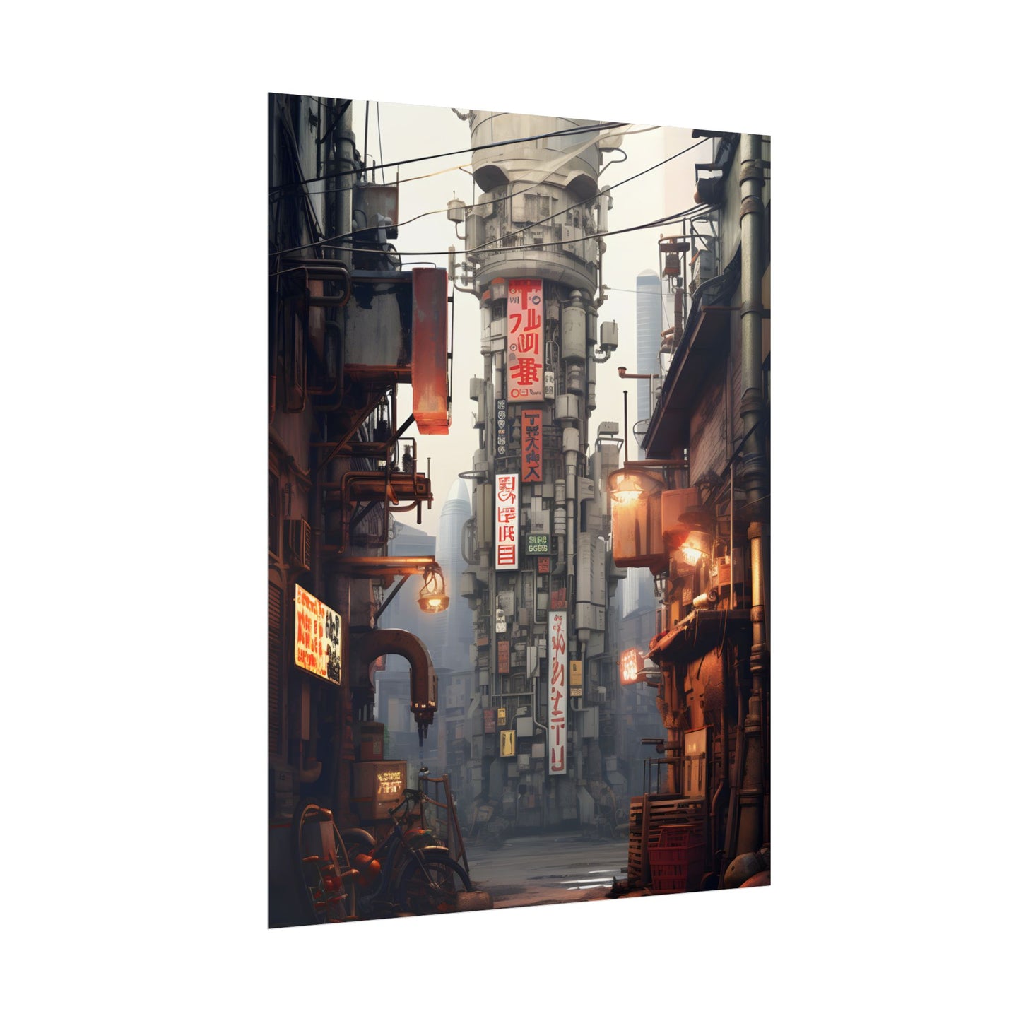Steampunk Post-Apocalypse: Detailed Cityscape Digital Art - Poster