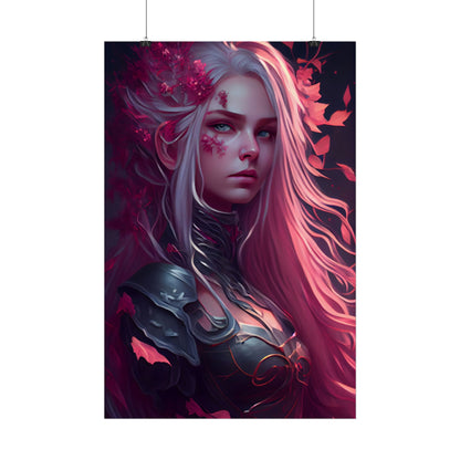 Astonishing Female Portrait with Pink Hair: Artistic Vision - Poster