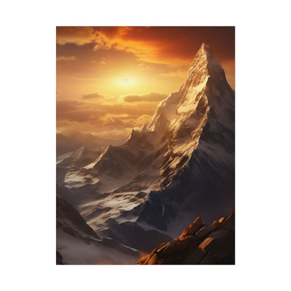 Majestic Mountain Summit: Epic Sunrise View - Nature Landscape Art - Poster