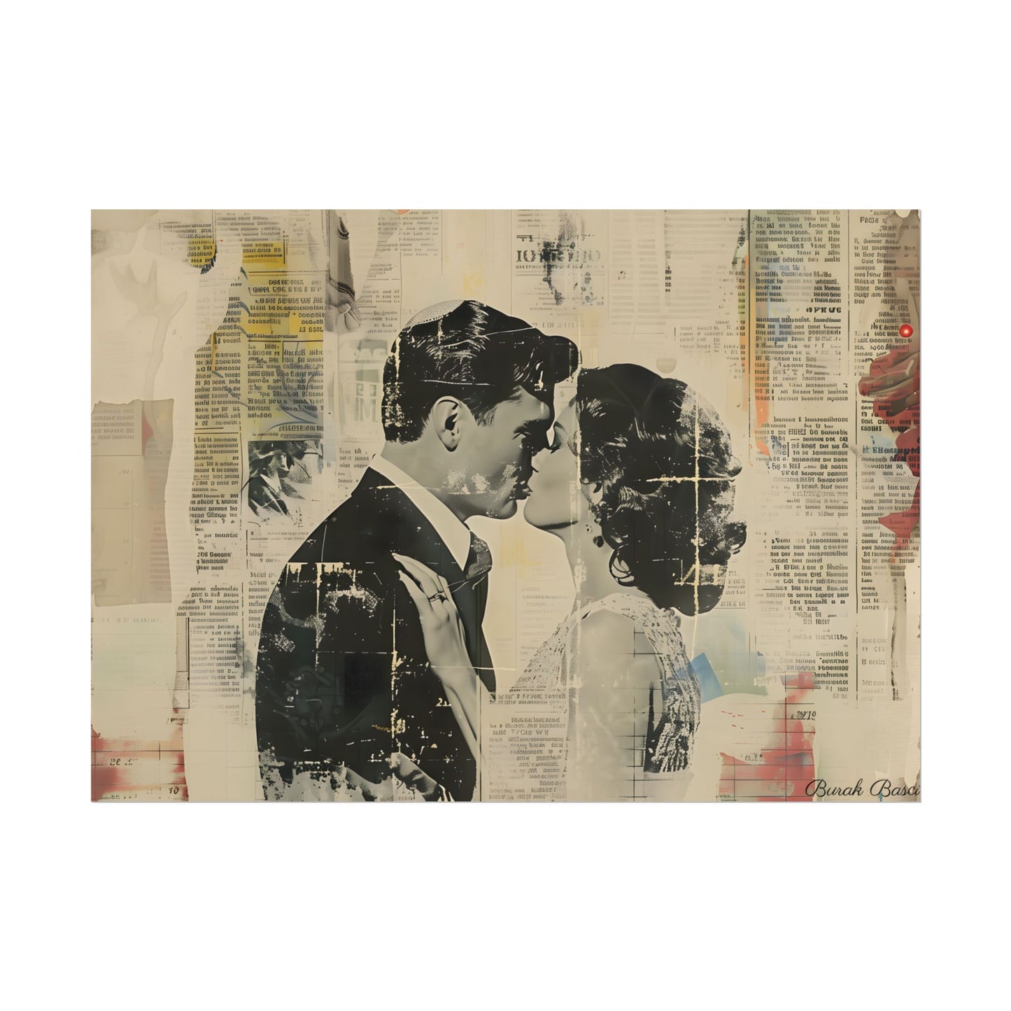 Vintage Romance: Celebratory Couple Art Poster - Poster