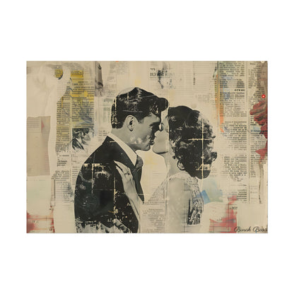 Vintage Romance: Celebratory Couple Art Poster - Poster