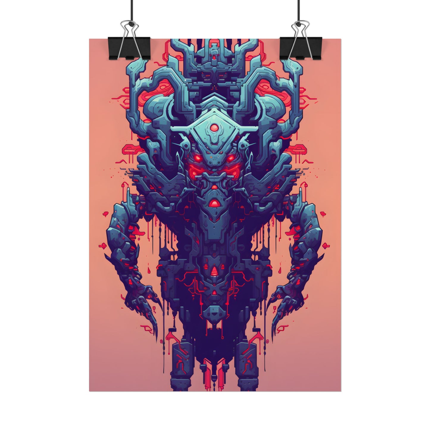 Neon Pixel Pets: Cyberpunk Synthwave Digital Art - Poster