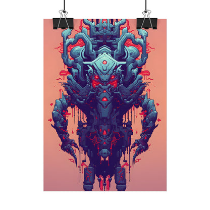 Neon Pixel Pets: Cyberpunk Synthwave Digital Art - Poster