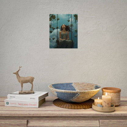 Person at Desk with Laptop: Digital Artwork - Poster