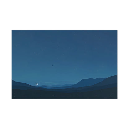Minimalist Night Sky: Stars and Crescent Moon Art - Poster