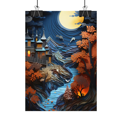 Eye-Catching European Landscape: Realistic Paper Quilling Artwork - Poster