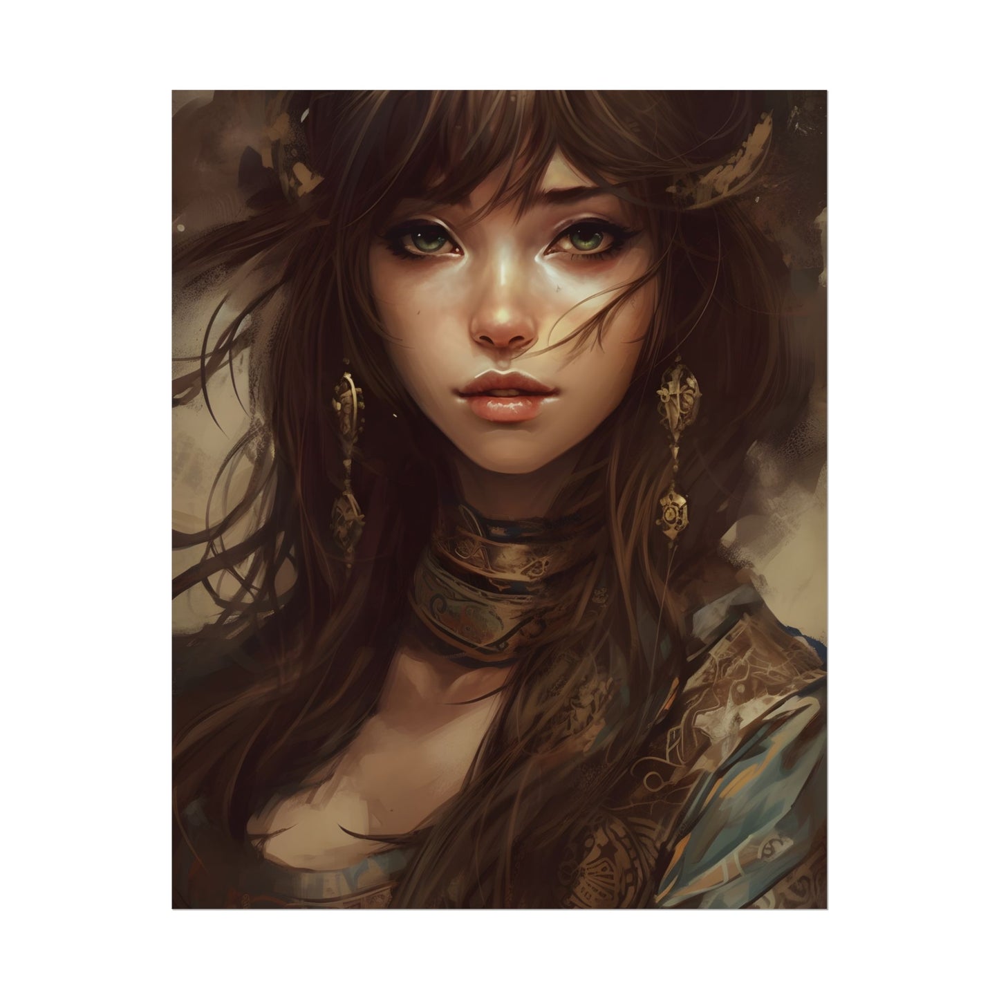 Enchanting Brunette Portrait: Gentle Beauty - Poster