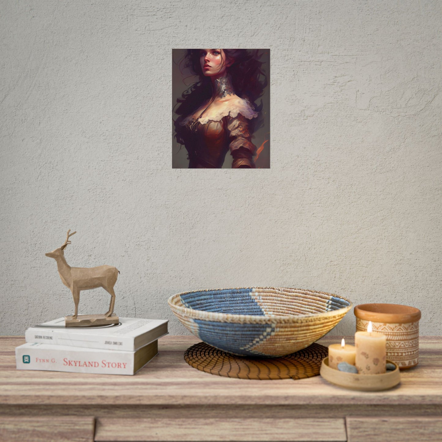 Lovely Brown Hair Portrait: Stunning Female Art - Poster