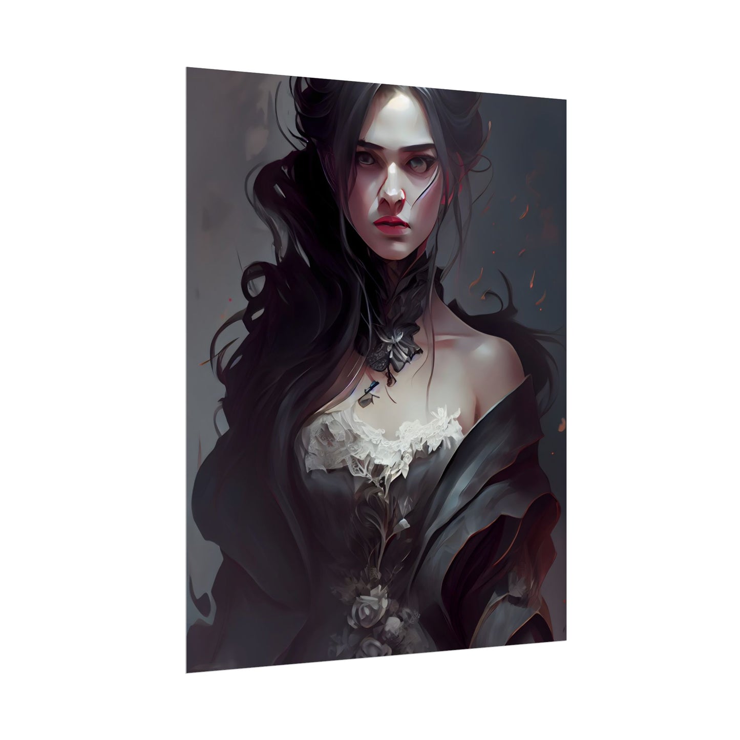 Black Haired Female Portrait: Elegant Outdoor Beauty - Poster