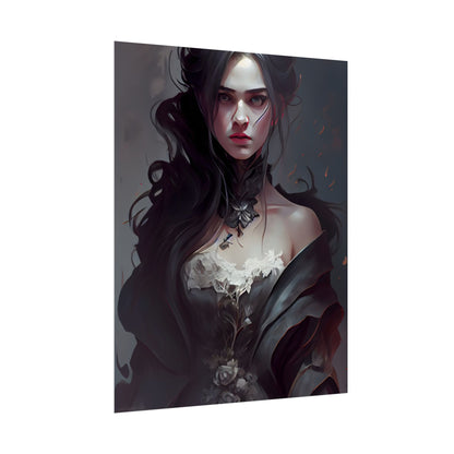 Black Haired Female Portrait: Elegant Outdoor Beauty - Poster