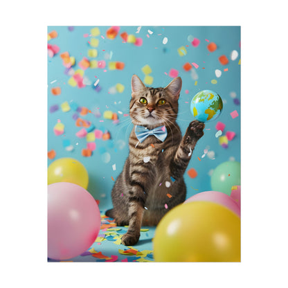Whimsical Cat in Bow Tie: Close-Up Art Print - Poster